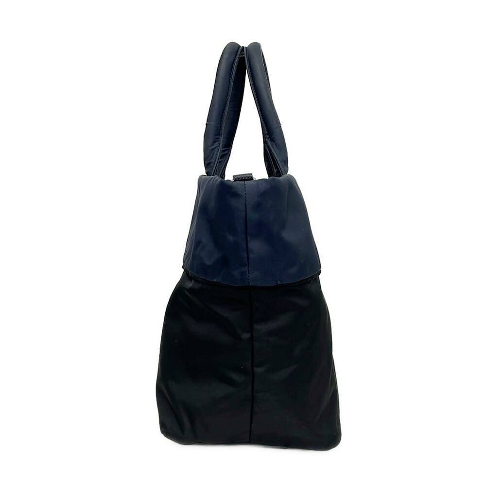 Prada Tessuto Double Tote Bag BN1959 Black Dark Navy - Picture 4 of 11